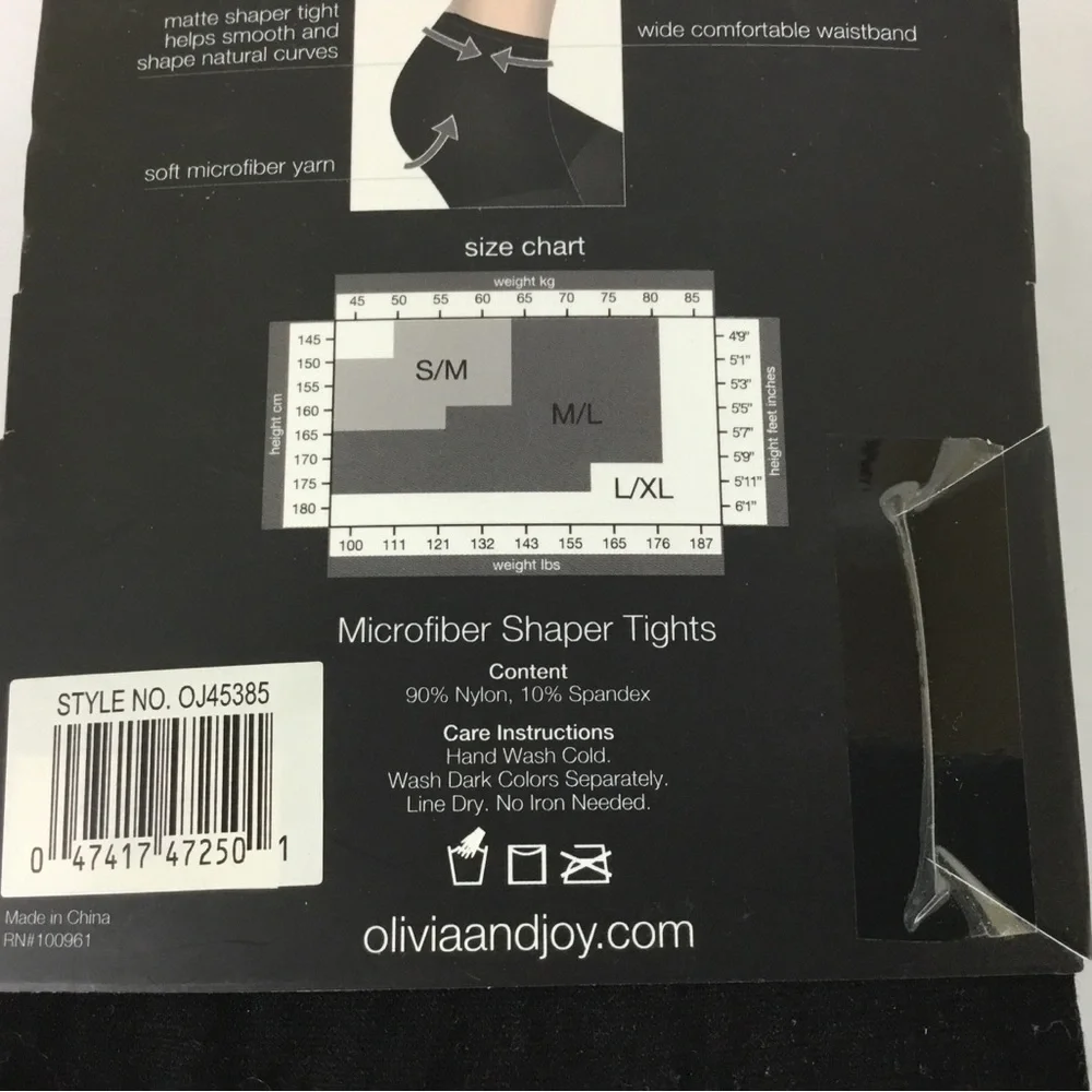 Olivia & Joy Women’s Tights Matte Shaper Tights 2 pair Black Brown Size M/L New
